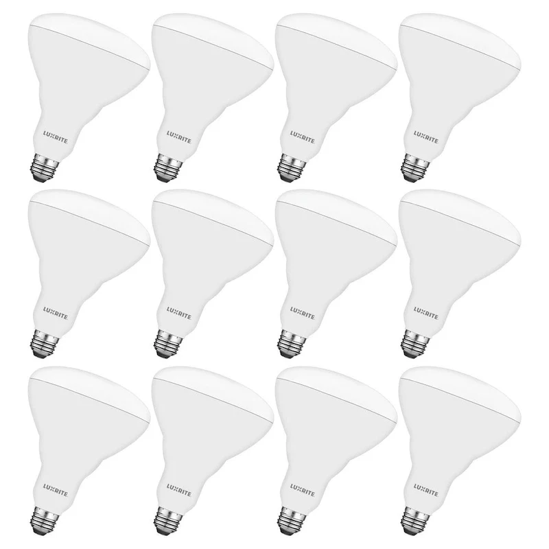 Luxrite BR40 LED Light Bulbs, 13W=85W, Dimmable, 1100 Lumens, Damp Rated, UL Listed, Energy Star, E26 Base 12-Pack