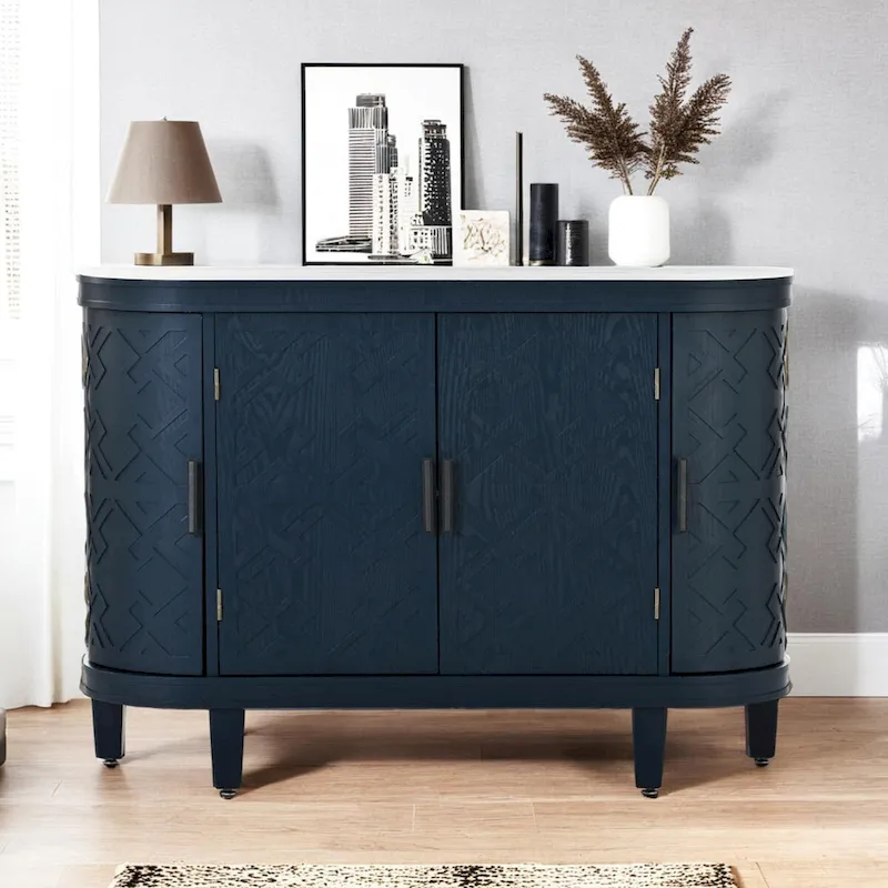 Wooden Cabinet with Antique Patterned Doors