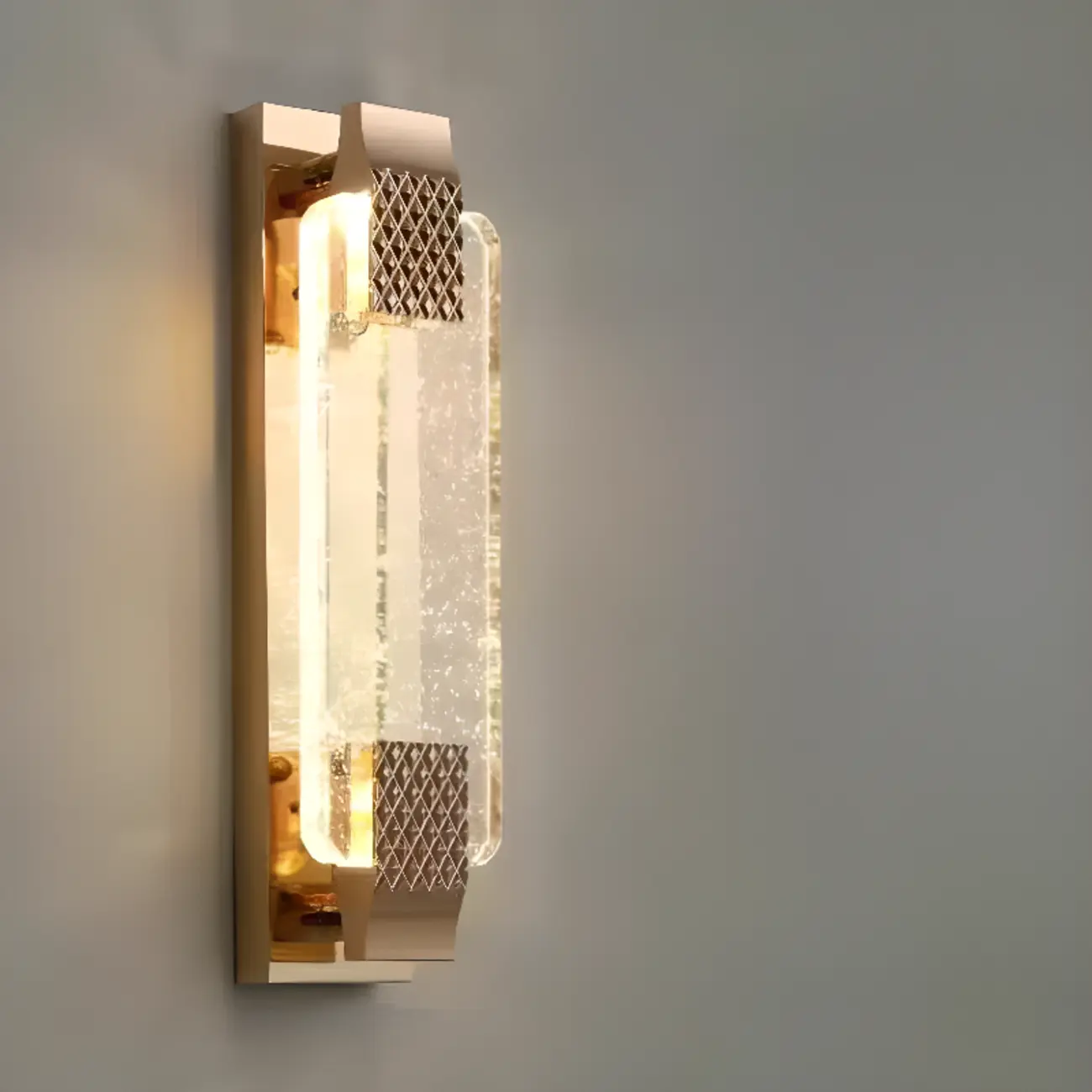 Glamorous Rectangle Gold Crystal LED Wall Sconce