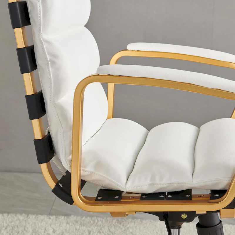 LUXMOD Office Chair Faux Leather Gold Frame Adjustable and Swivel