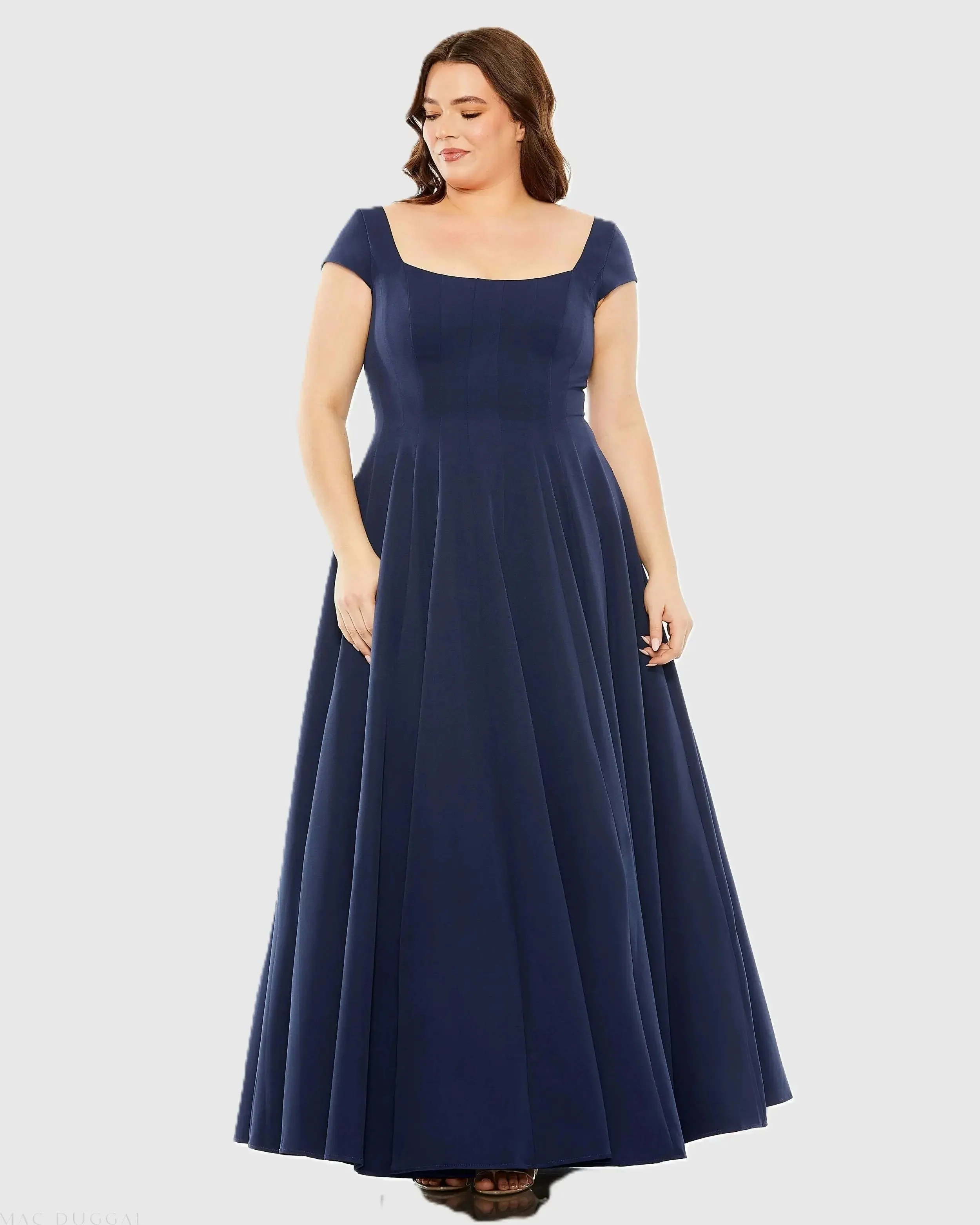 Cap Sleeve Square Neck Ball Gown