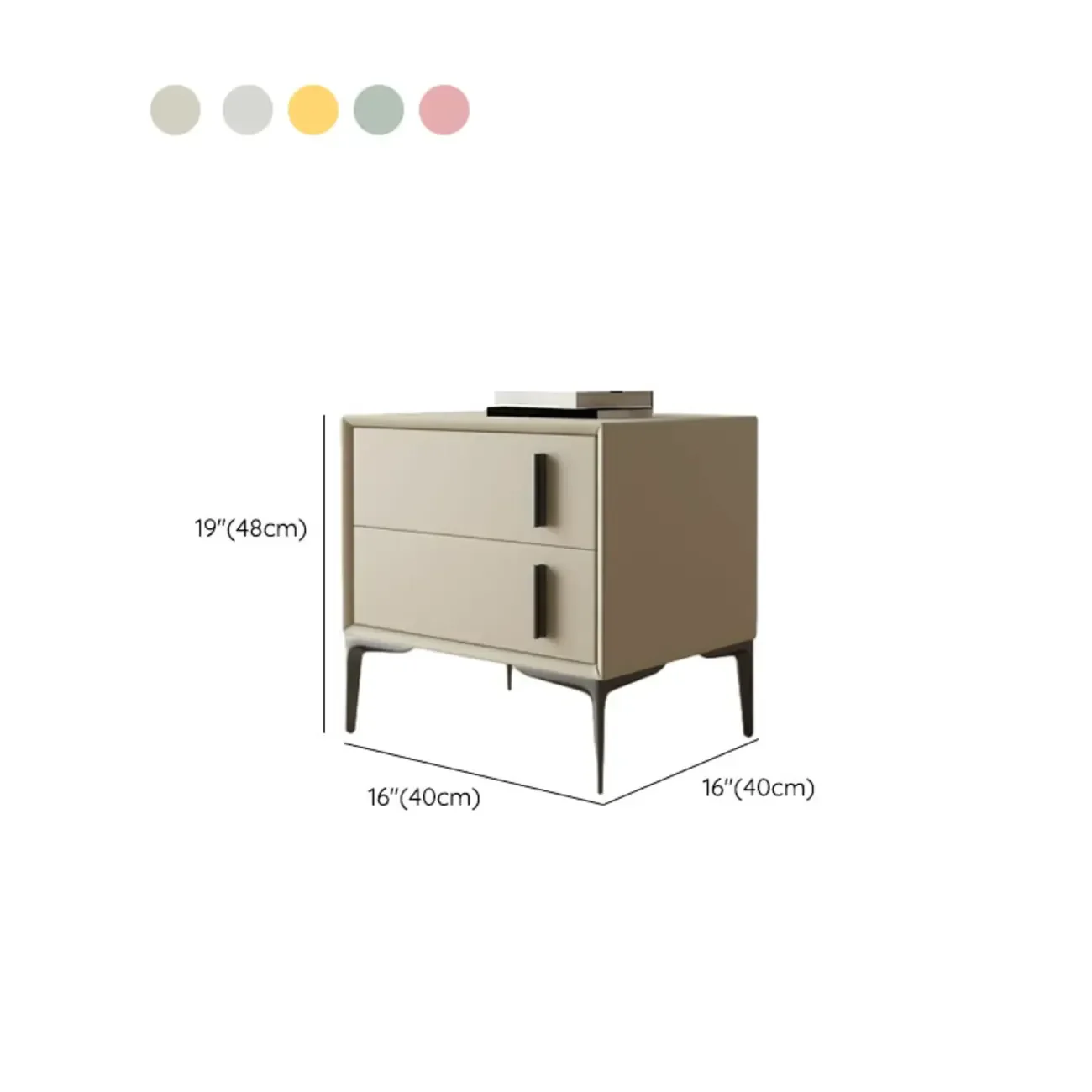 Modern Apricot Faux Leather Wood 2-Drawer Nightstand