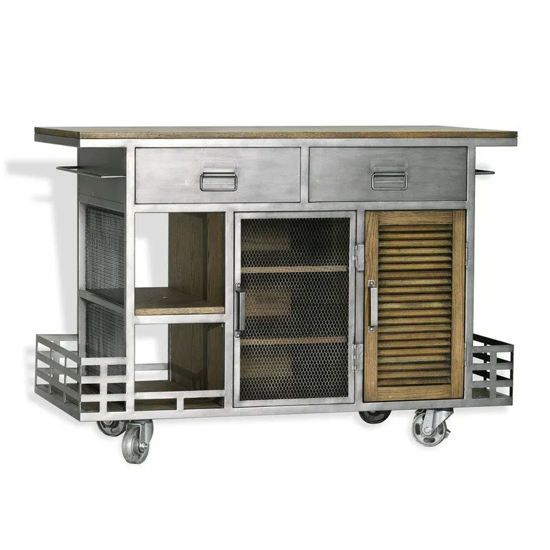 Jaxon Kitchen Island Antiqued Steel - N/A