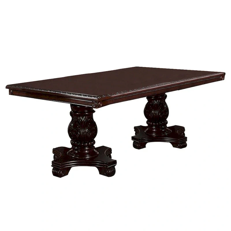 66-Inch Extendable Dining Table with Twin Pedestal Base, Cherry Oak Brown