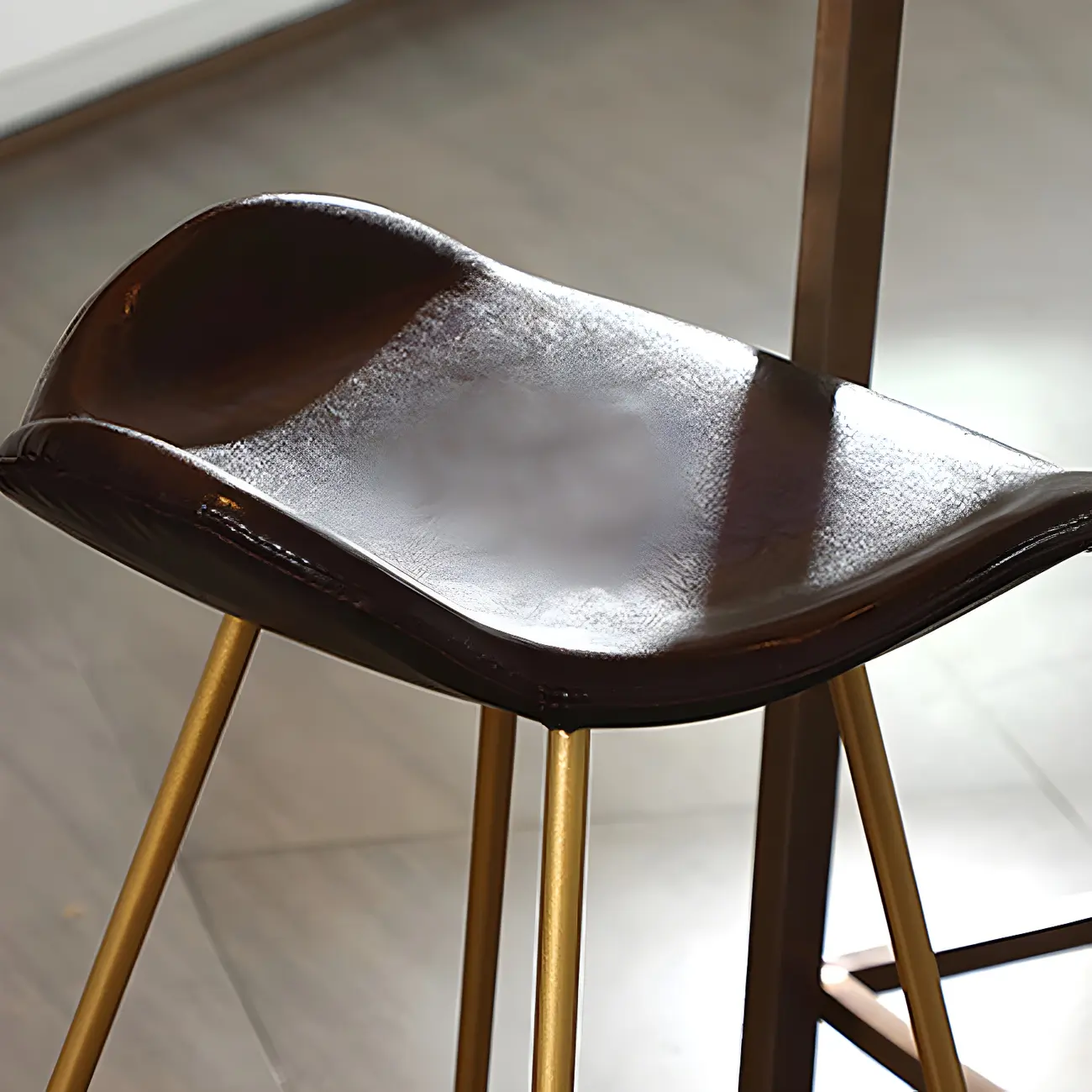 Classic Brown Saddle Leather Counter Height Bar Stools
