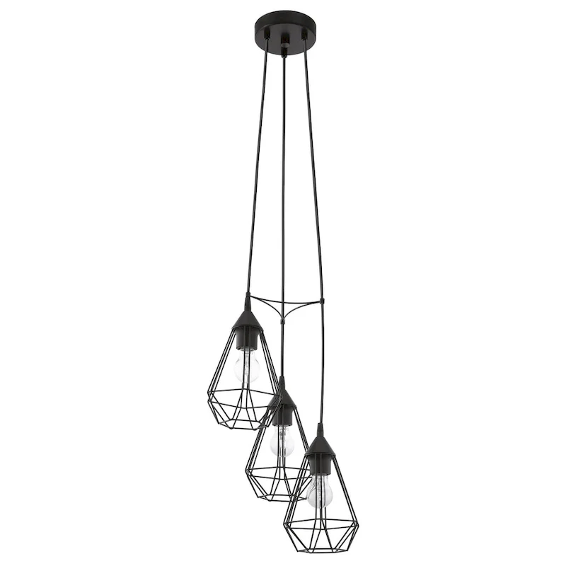 Eglo Tarbes 3-light Matte Black Multi Light Cage Staircase Pendant