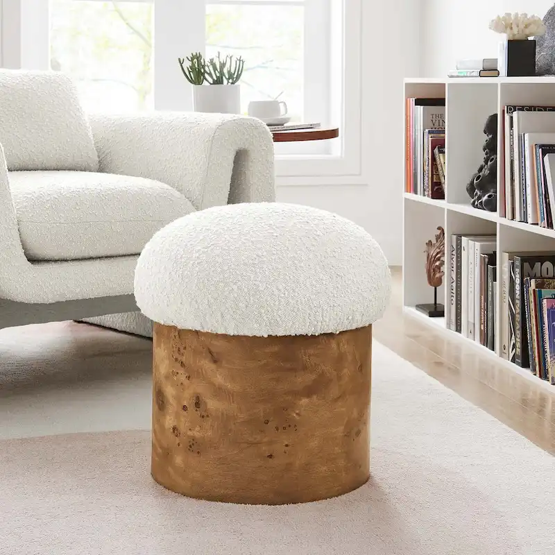 Boucle Upholstered Ottoman