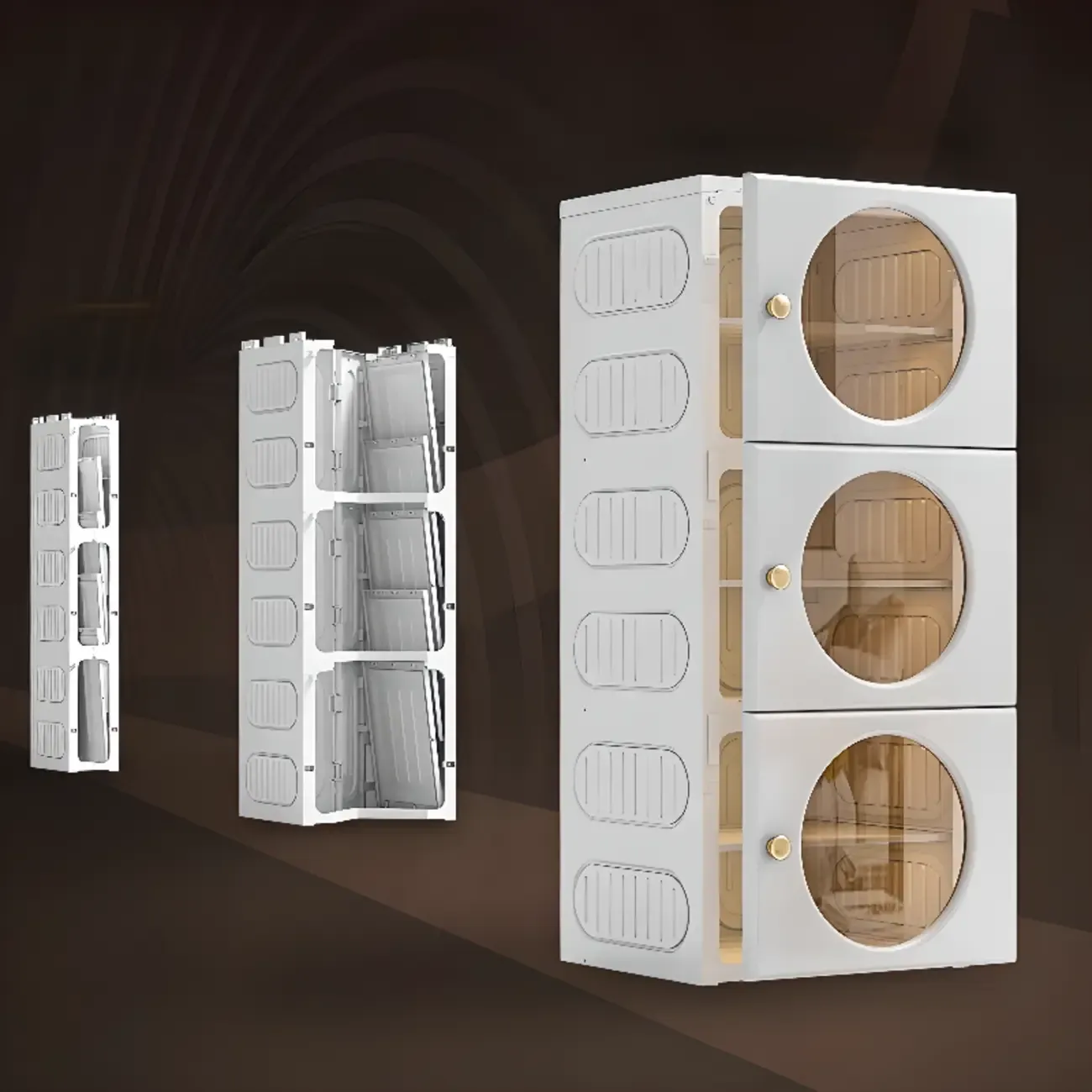 Space-efficient Modern Foldable White Plastic Shoe Cabinet