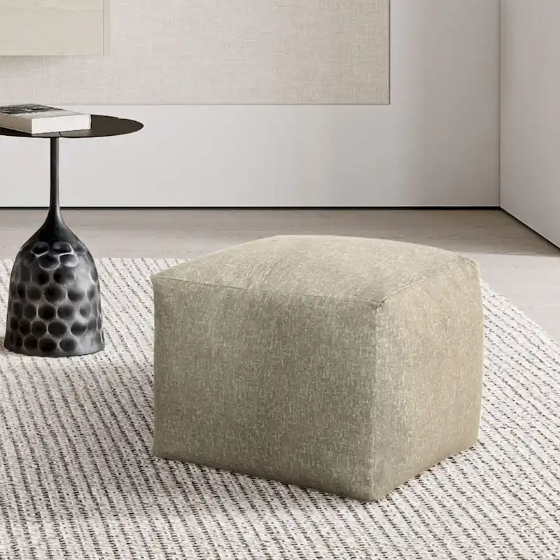 Square Velvet Pouf, Contemporary Style – Light Pink / Dove / Sapphire Blue / Teal Green / Truffle Brown / Indigo Dye