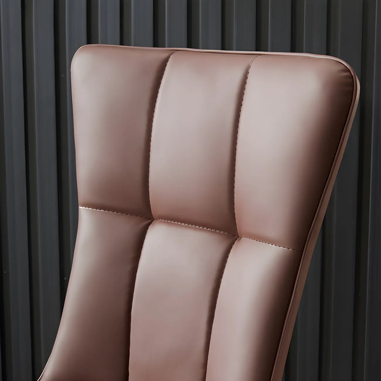 Armless Grey Tufted Leather High Back Dining Chair