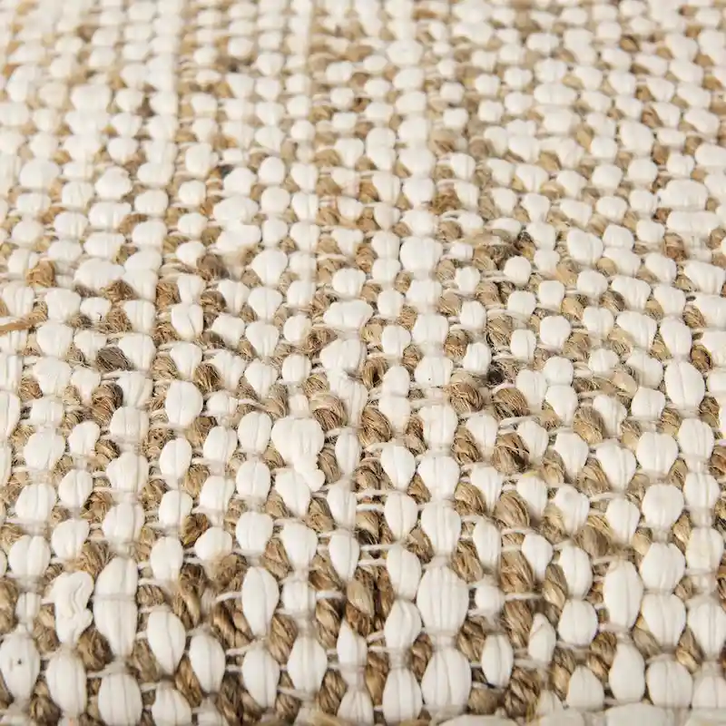 16-Inch Square Pouf – Hemp & Cotton, Cream and Beige Stripe