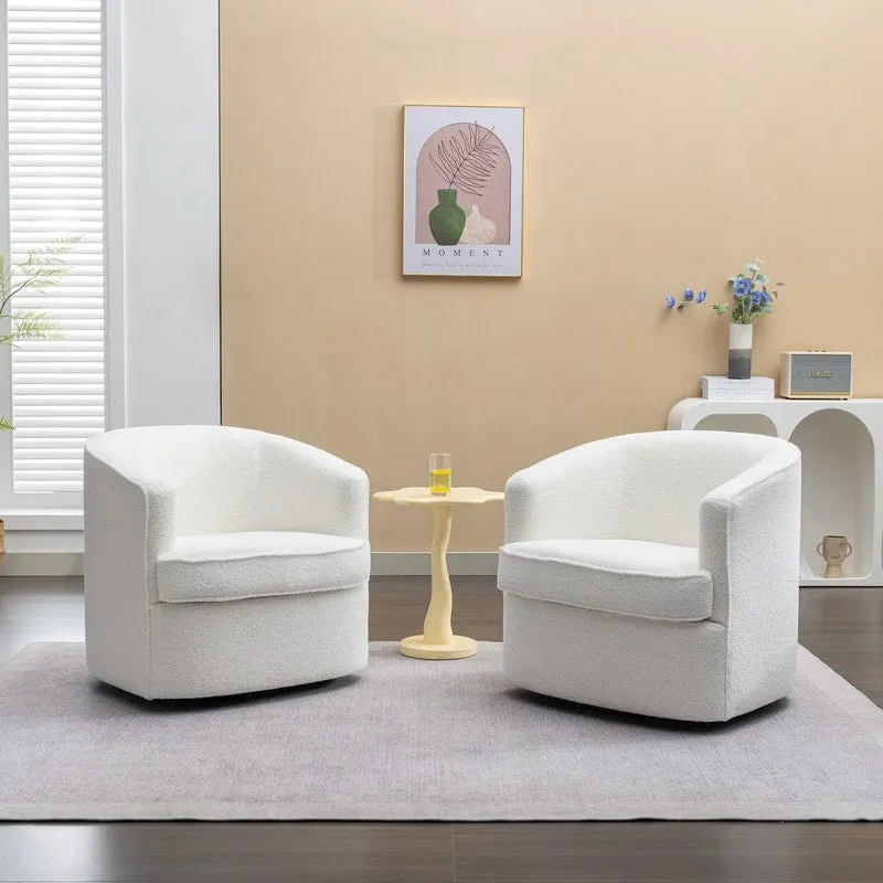 SEYNAR Modern Boucle Upholstered 360 Degree Swivel Accent Club Chair Set of 2