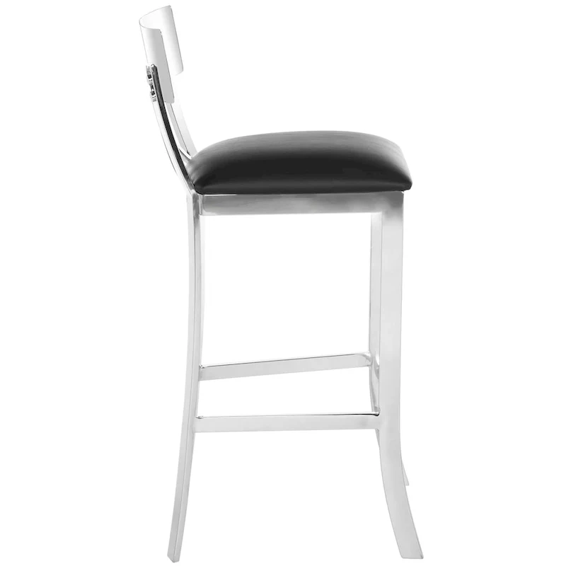 Chrome/Black & White PU Cross Back Bar Stool, 30