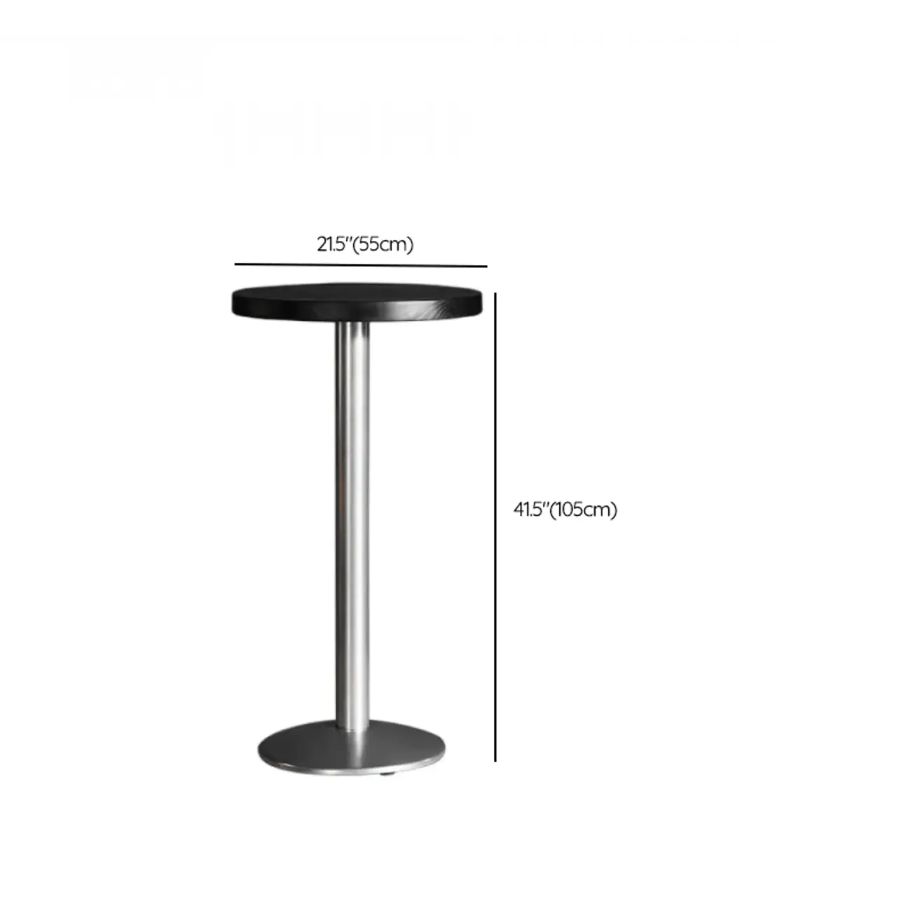 Modern Black Round Wooden Silver Metal Pedestal Bar Tables