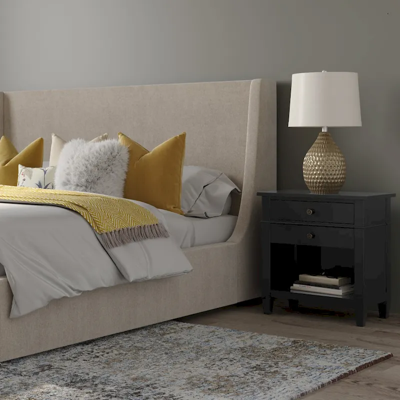 WYNDENHALL Sterling SOLID WOOD 24 inch Wide Bedside Nightstand Table