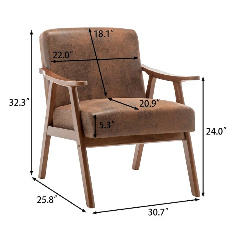 Extra-Thick Backrest Accent Chair with Solid Wood Frame