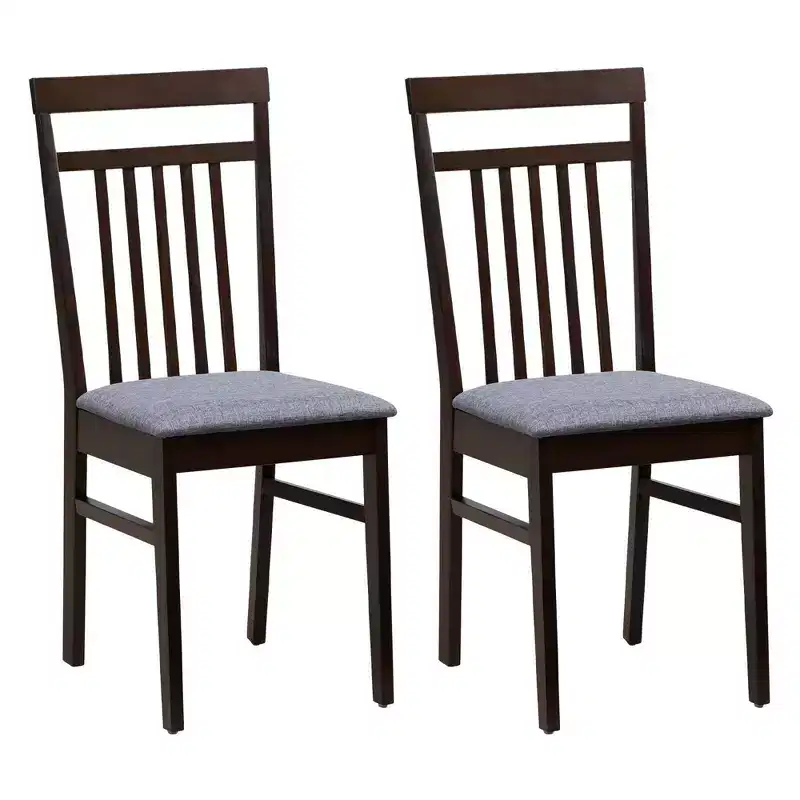 Costway Upholstered Dining Chair Set of 2 Kitchen Armless Padded w/ Slanted Backrest