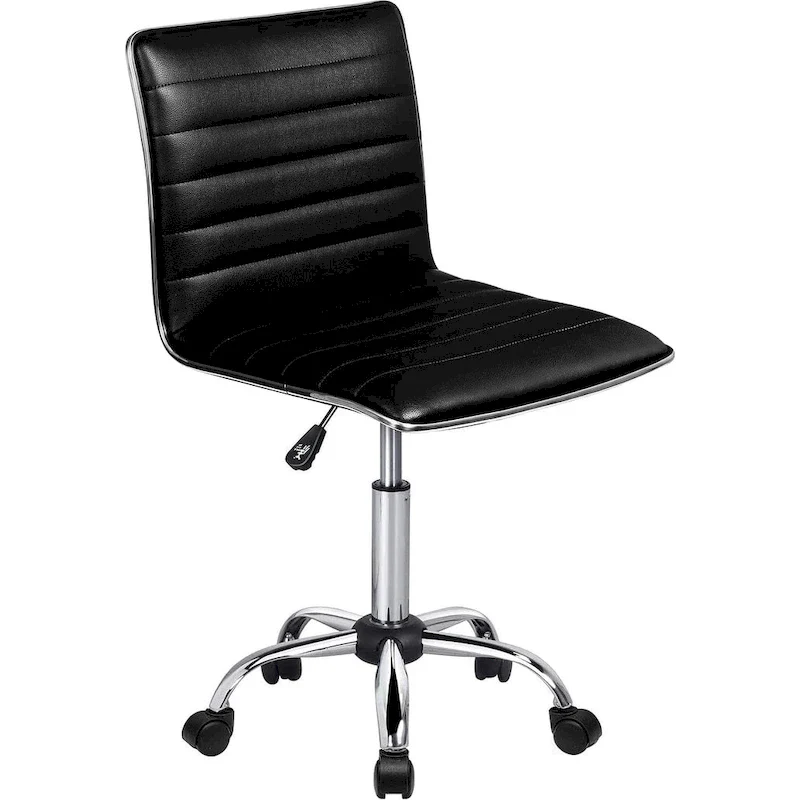PU Leather Low Back Armless Ribbed Swivel Task Chair | Black / White / Brown / Grey | 1 Person | 265 lb Capacity