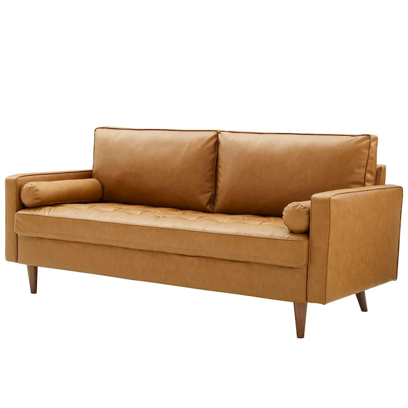 Turner Modern Tan Leather Upholstered Sofa