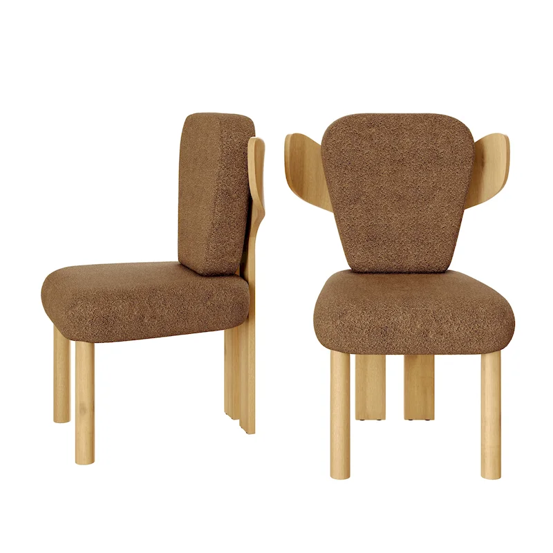 Wingback Dining Chairs with Wood Legs (Set of 2)