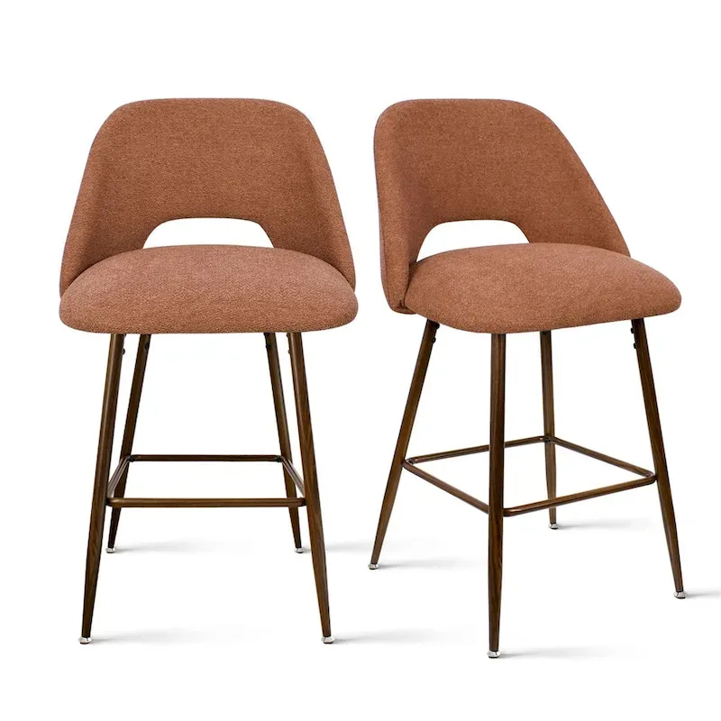 Upholstered Modern Bar Stool Walnut Leg