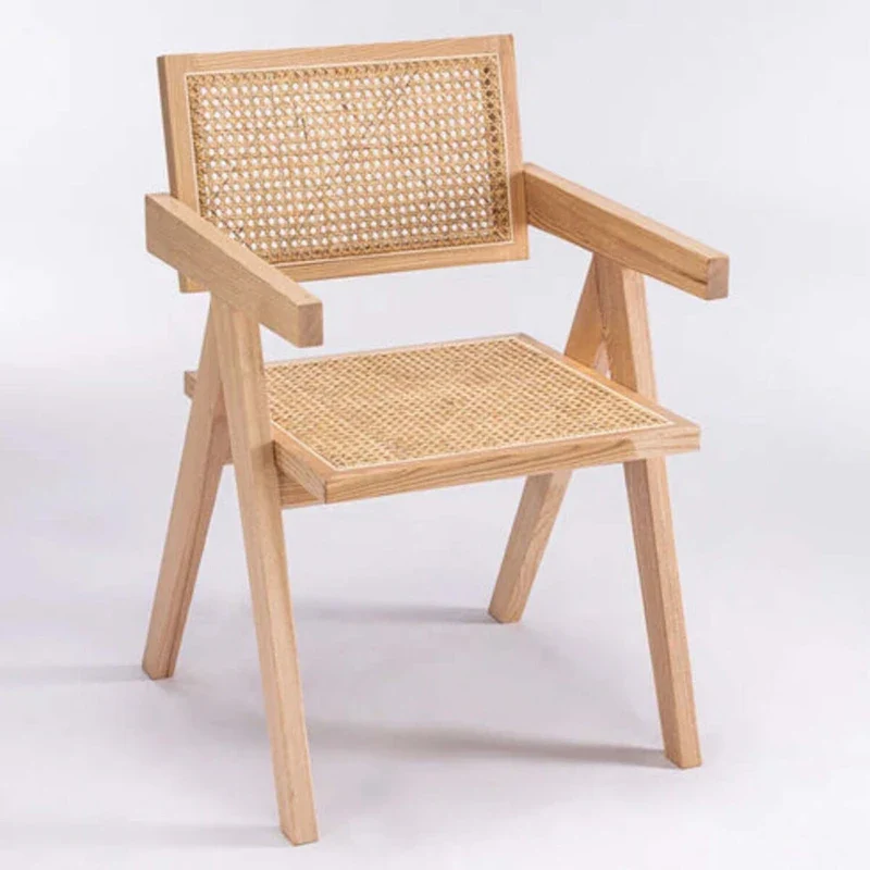 Cane Back & Seat Dining Arm Chair – Black / Natural, Classic Style