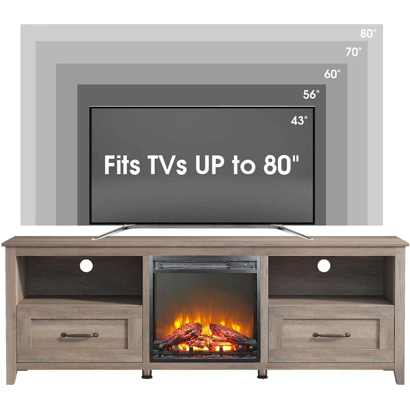 WESOME 70 Fireplace TV Stand Entertainment Center with 18 Electric Fireplace