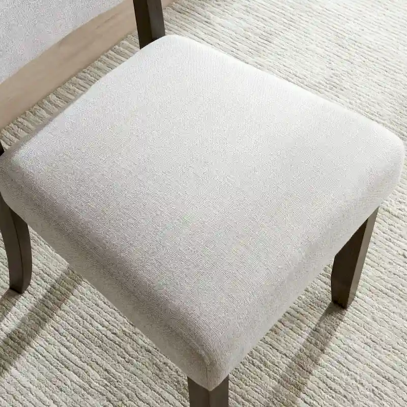 Upholstered Back Dining Chair with Wood Base Set of 2