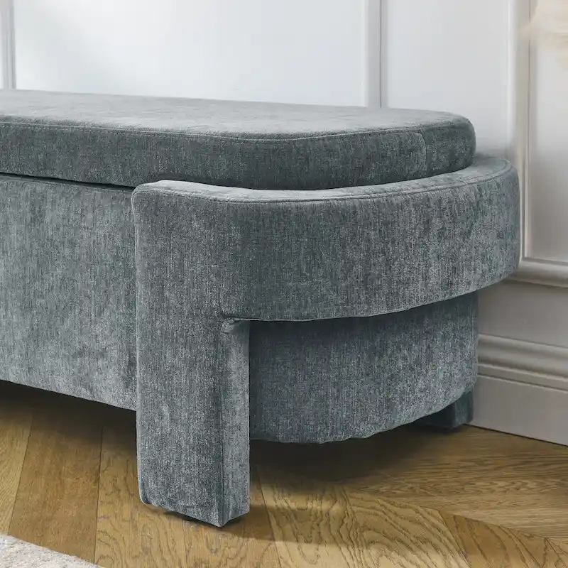 Chenille Upholstered Bench
