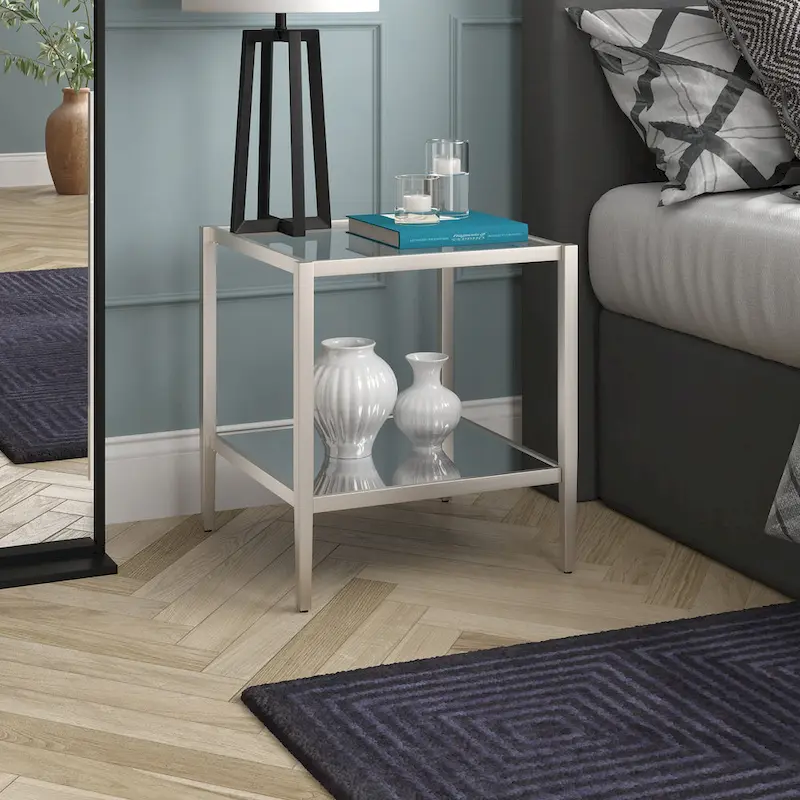 Hera 20 Wide Square Side Table with Clear Shelf