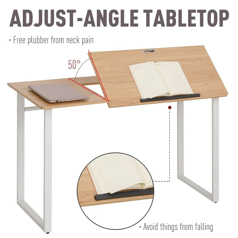 Yellow & White Adjustable Tilt-Top Drafting Desk, Single User