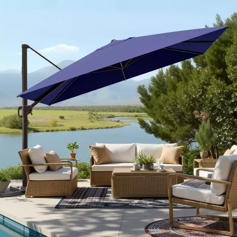 Crestlive Products 9x11FT Cantilever Patio Offset Umbrella 1-Tier Top No Base