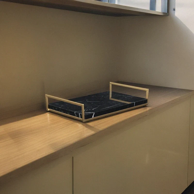 Sarraseau Marble and Gold Frame Tray