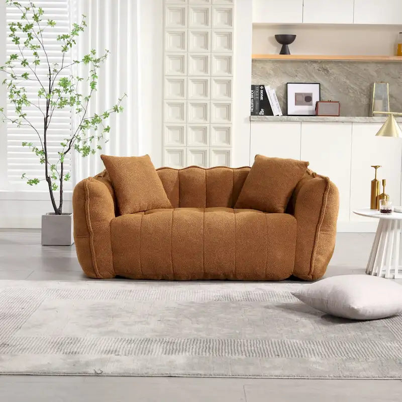 Yellow Modern 65 Chenille Loveseat