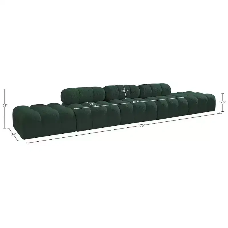Meridian Furniture Ames 170 Boucle Fabric Upholstered 5pc. Modular Sofa