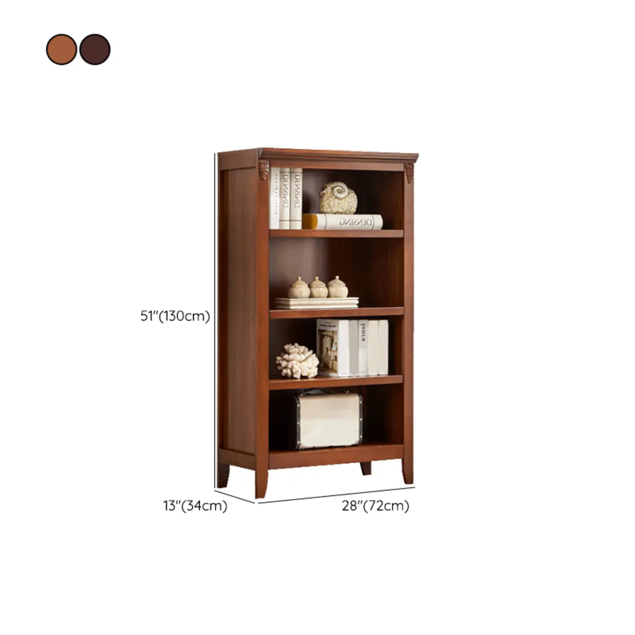 Dark Walnut Modern Vertical Adjustable Shelving Wood Bookcase