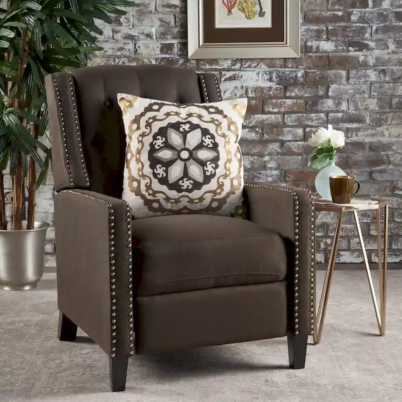 Classic Fabric Push Back Chair, Elegant Recliner for Living Room, Bedroom
