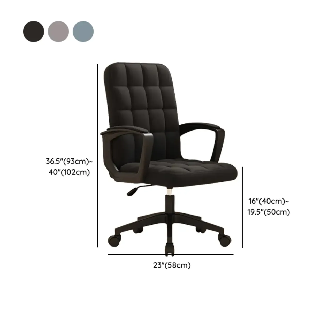 Modern Black Faux Leather Adjustable Swivel Office Chair