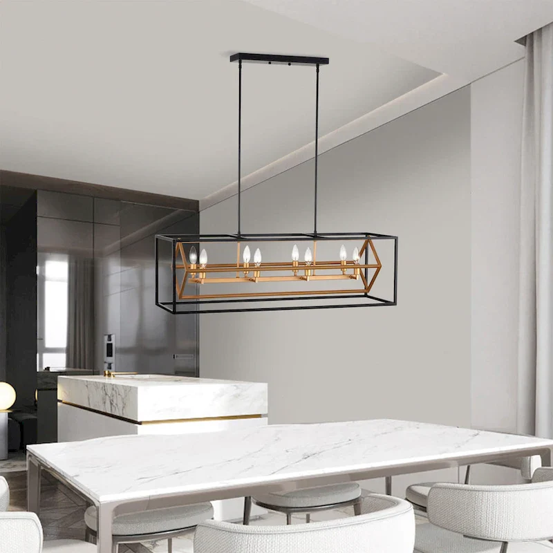 Tilla 39 Inch Matte Black Modern Kitchen Island with 8 Candle Light