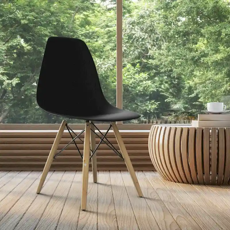 Set of 2 Modern Dining Side Chairs with Wood Legs