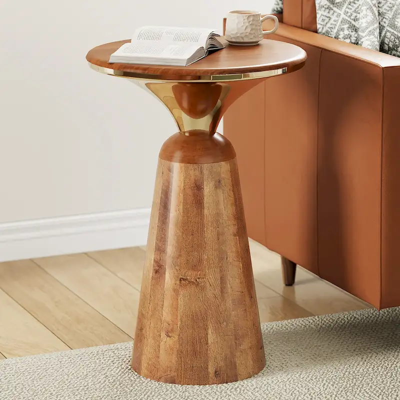 Mango Wood and Metal End Table