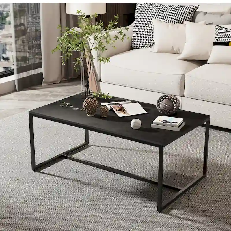 Frame Coffee Table Rectangular Cocktail Table Marble Metal Sofa Table