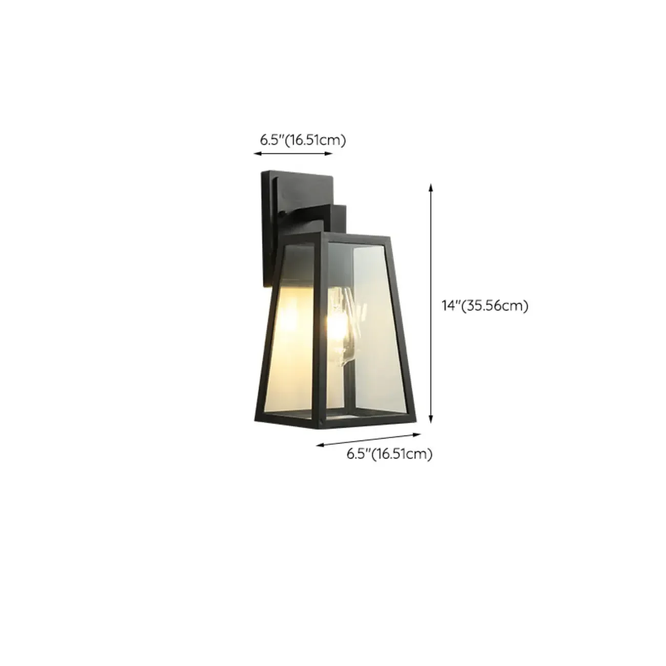 Classic Black Metal and Glass Lantern Wall Sconce Light