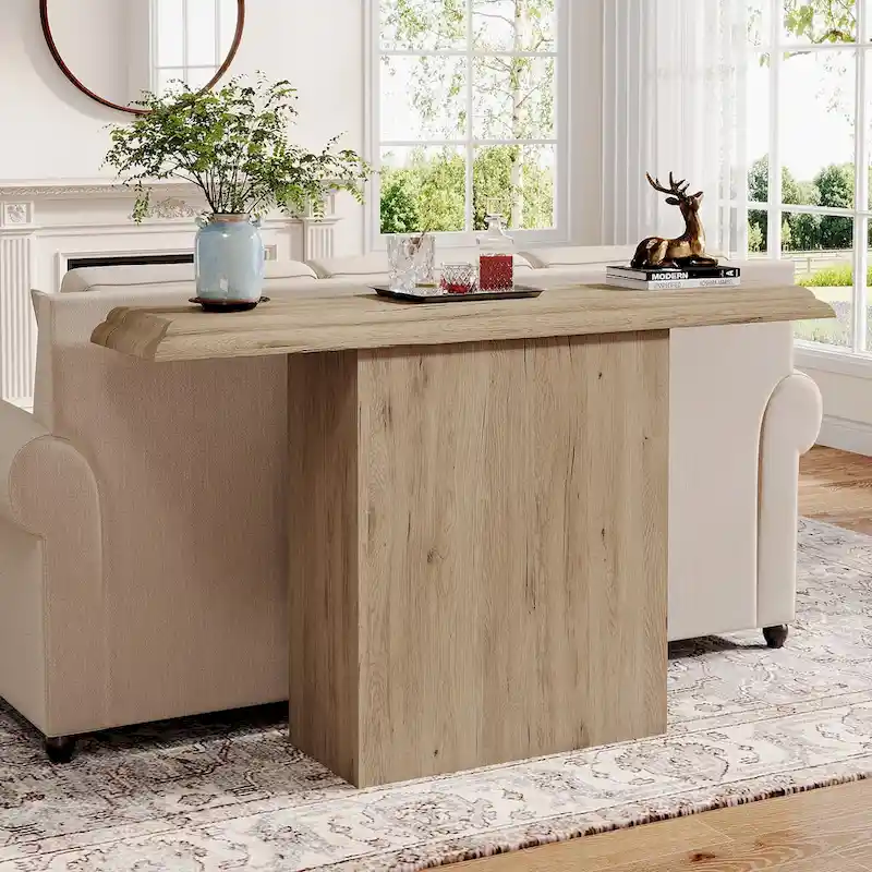 Natural Console Table, Particle Board, 1-Person Assembly, 41.33
