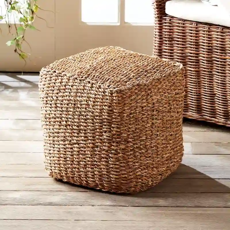 Coastal Seagrass Square Pouf