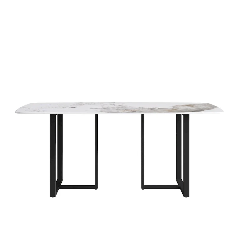 71  Modern Artificial Marble Dining Table with Carbon Steel Base