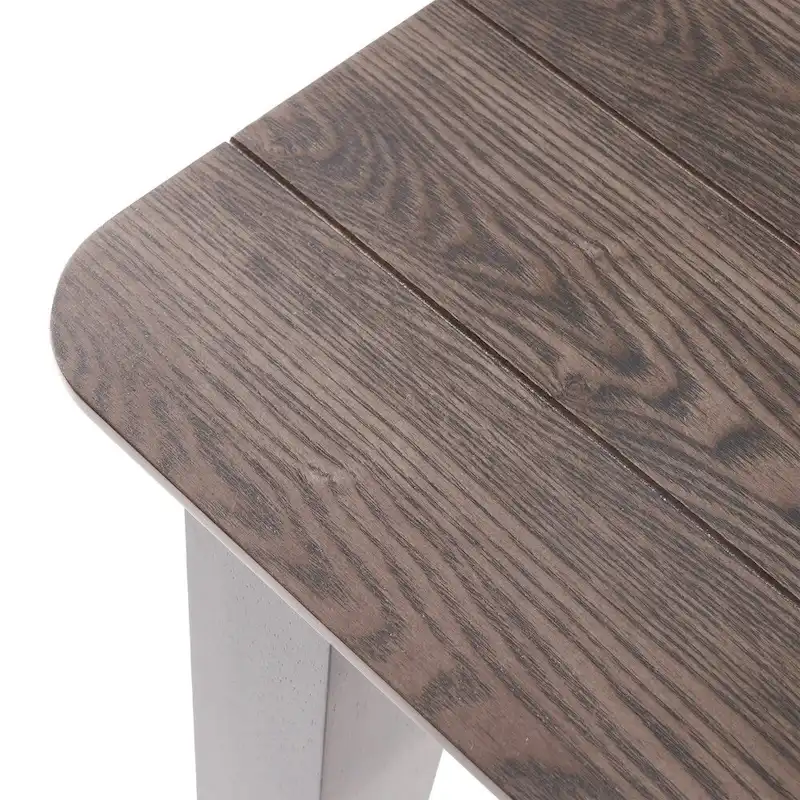 Walnut/Gray/Black Farmhouse Rubberwood Rectangular Dining Table, 8-Person