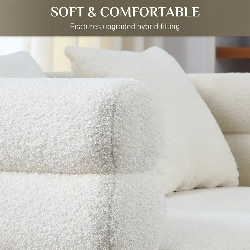 Teddy Fabric Modern Sectional Sofa L-Shape/2/3/4 Seater