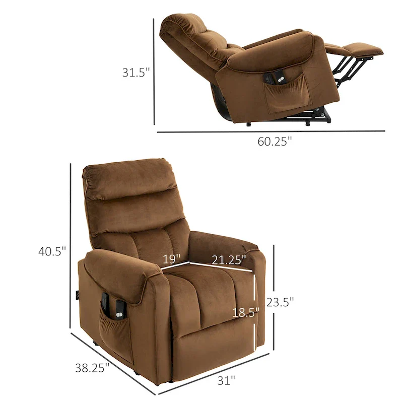 HOMCOM Electric Power Lift Recliner, Upholstered Vibration Massage Chair with Remote Control