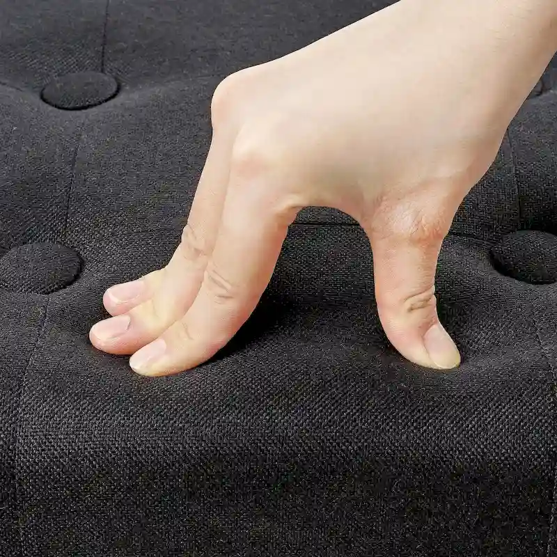 2 Pcs Small Foot Stool Ottoman, Linen Ottoman Foot Rest with Legs, Rectangle Upholstered Footrest